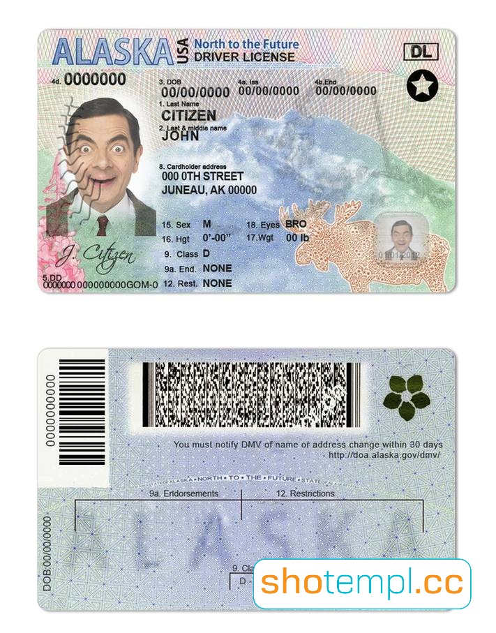 Alaska Driver License PSD Template V1